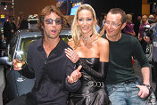 Jason Kay of Jamiroquai with model Lisa Butcher & Scott Henshall (fashion designer)