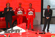 Luca di Montezemolo, Michael Schumacher, Rubens Barrichello and Jean Todt