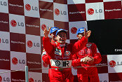 Podium celebrations...........Thomas Biagi is very happy