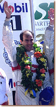 Head of Audi Sport Dr Wolfgang Ullrich, Emanuele Pirro, Tom Kristensen, Frank Biela on the Podium