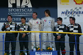 SR1 podium, left to right, John Bosch, Jan Lammers, Andy Wallace, Hayanari Shimoda, Beppe Gabbiani and Felipe Ortiz