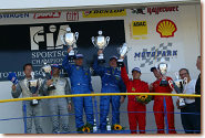 SR2 Podium, left to right, Sam Hignett, John Stack, Mirco Savoldi, PierGiuseppe Peroni, Marc Rostan, Pierre Bruneau