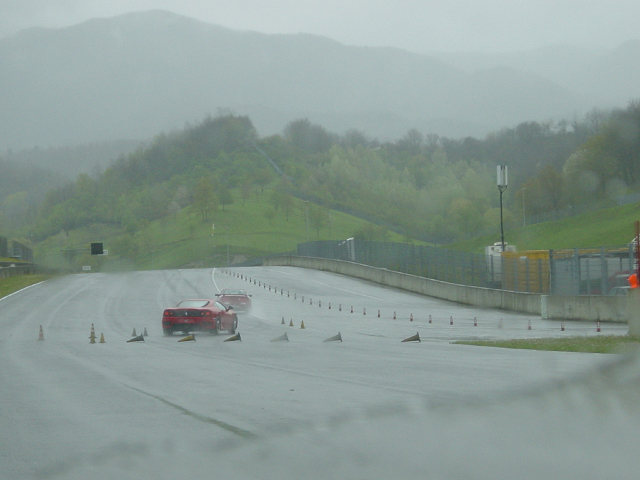 A chicane slows down the main stright (first day only). Rains, too.