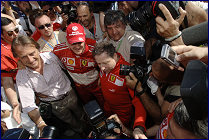 Luca di Montezemolo, Michael Schumacher and Jean Todt