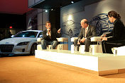 Tom Kristensen and Head of Audi Motorsport Dr Wolfgang Ullrich during the interview with Désiré Nosbusch