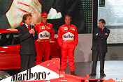 Luca di Montezemolo, Michael Schumacher, Rubens Barrichello and Jean Todt