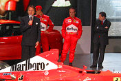 Luca di Montezemolo, Michael Schumacher, Rubens Barrichello and Jean Todt