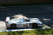 JJ Lehto pilots the No. 38 Champion Audi through the  shadows at Road Atlanta