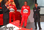 Luca di Montezemolo, Michael Schumacher, Rubens Barrichello and Jean Todt