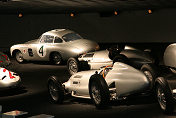 1938 W154 GP car, 1939 W165, 1952 300SL (front to back)