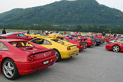 Ferrari parking on the roll-field in the evening sun