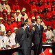 Rubens Barrichello holding his speech