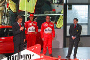 Luca di Montezemolo, Michael Schumacher, Rubens Barrichello and Jean Todt